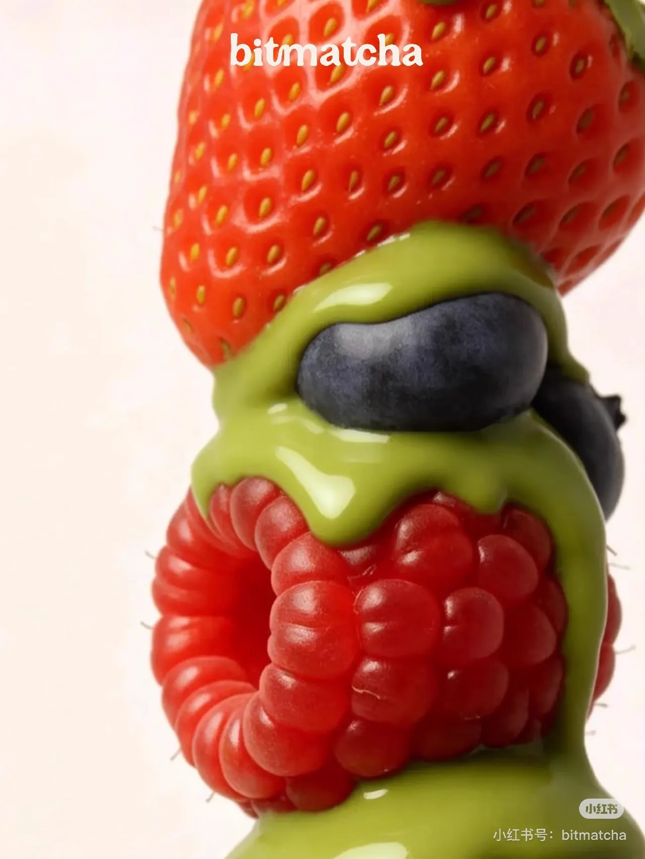 Fresh berries with matcha sauce